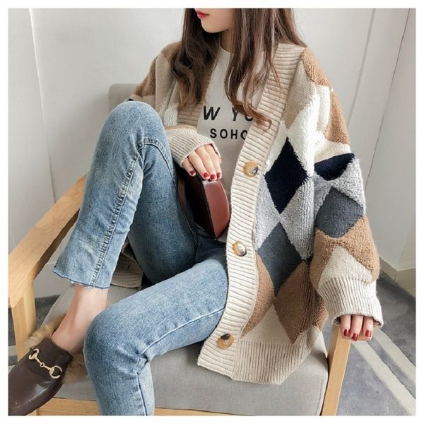 women's knits tees cardigans woman winter 2023 high luxury rhombus checkered oversized sweaters street fashion coat 230220, White
women's knits tees cardigans woman winter 2023 high luxury rhombus checkered oversized sweaters street fashion coat 230220, White
