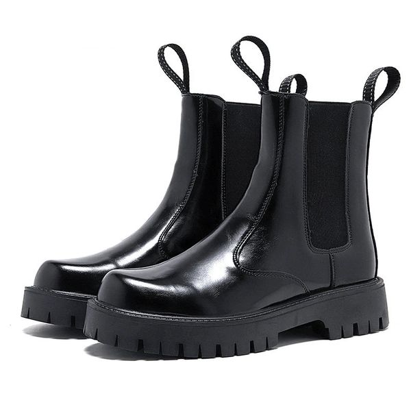 men chelsea boots mens platform ankle split leather boots male thick bottom motorcycle fashion boots 2023 chunky casual shoes, Black
men chelsea boots mens platform ankle split leather boots male thick bottom motorcycle fashion boots 2023 chunky casual shoes, Black