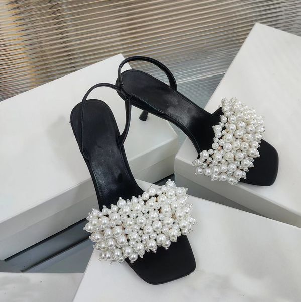 comfortable sandals summer womens shoes satin pearl decorative thin high heel square open toe designer high ankle strap quality sandal, Black
comfortable sandals summer womens shoes satin pearl decorative thin high heel square open toe designer high ankle strap quality sandal, Black