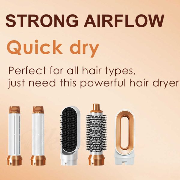 Image of Electric Hair Dryer 5 In 1 Hair Dryer High Speed 60000RPM Hair Styer Hot Air Brush Blow Dryer Professional Curling Iron Air Styling Hair Curler J230220