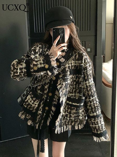 men s hoodies sweatshirts ucxq vintage weave tassels chic tweed jacket women winter coat high streetwear o neck full sleeve loose outwear fe, Black
men s hoodies sweatshirts ucxq vintage weave tassels chic tweed jacket women winter coat high streetwear o neck full sleeve loose outwear fe, Black