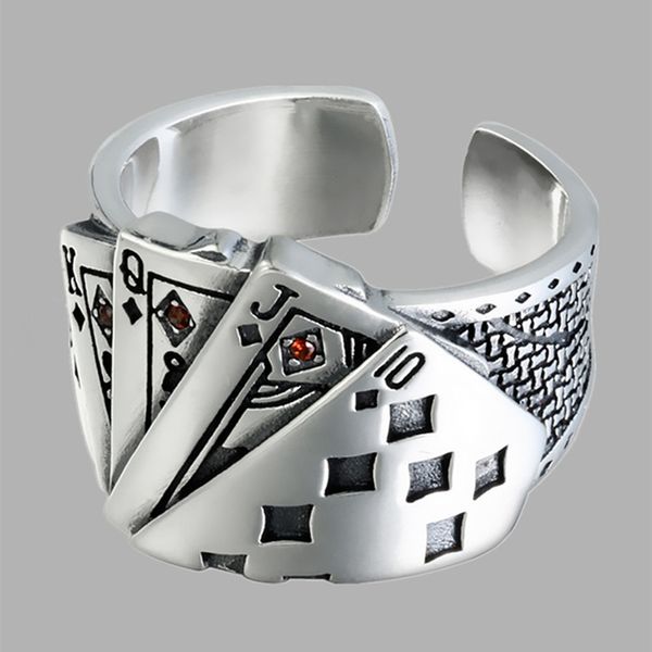 12pcs playing card chunky cubic zirconia engraved adjustable ring for men vintage wholesale jewelry, Silver
12pcs playing card chunky cubic zirconia engraved adjustable ring for men vintage wholesale jewelry, Silver