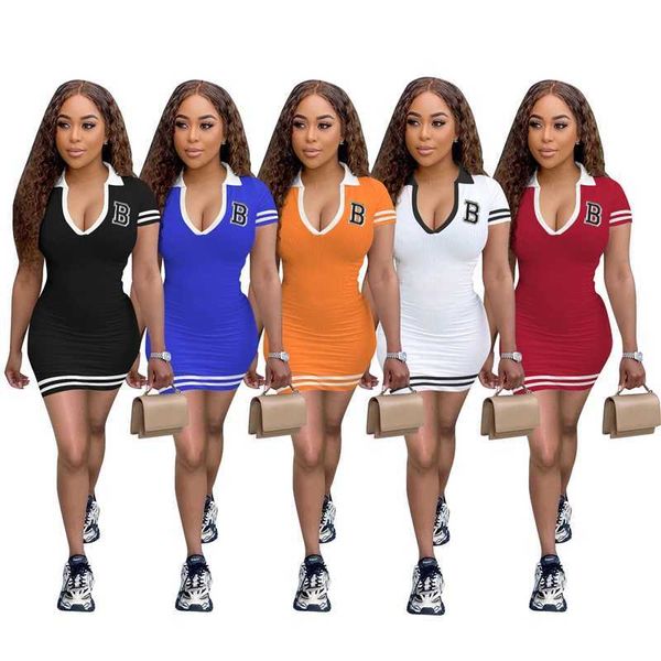 designer 2023 womens baseball dresses fashion slim new v-neck embroidered short-sleeved dress 5 colours, Black;gray
designer 2023 womens baseball dresses fashion slim new v-neck embroidered short-sleeved dress 5 colours, Black;gray