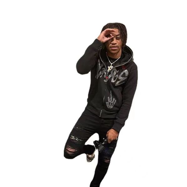 men's hoodie plus size tracksuit y2k demon rhinestone pattern zipper hooded tracksuit harajuku gothic oversized hoodie grunge mens emo, Black
men's hoodie plus size tracksuit y2k demon rhinestone pattern zipper hooded tracksuit harajuku gothic oversized hoodie grunge mens emo, Black