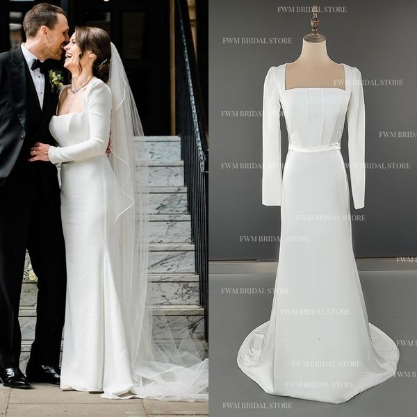 party dresses 10965 100 real pos simple long sleeves square collar satin wedding dress for plus size women sweep train custom bridal gown 23, White;black
party dresses 10965 100 real pos simple long sleeves square collar satin wedding dress for plus size women sweep train custom bridal gown 23, White;black