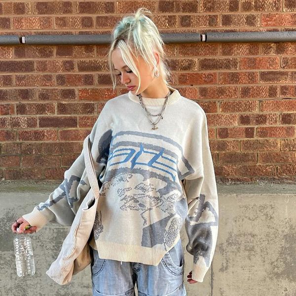 women's sweaters vintage retro korean fashion hip hop knit casual loose pullover long sleeve cotton 230220, White;black
women's sweaters vintage retro korean fashion hip hop knit casual loose pullover long sleeve cotton 230220, White;black