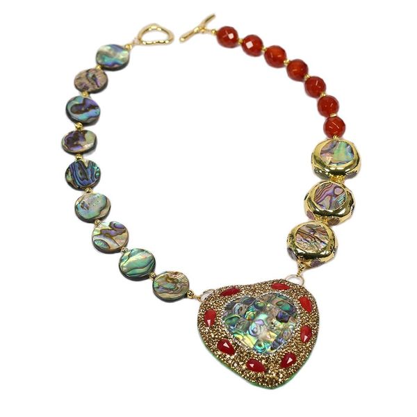 natural mix color abalone coin gold plated red agate carnelian necklace abalone cz paved heart pendant lady gifts, Silver
natural mix color abalone coin gold plated red agate carnelian necklace abalone cz paved heart pendant lady gifts, Silver