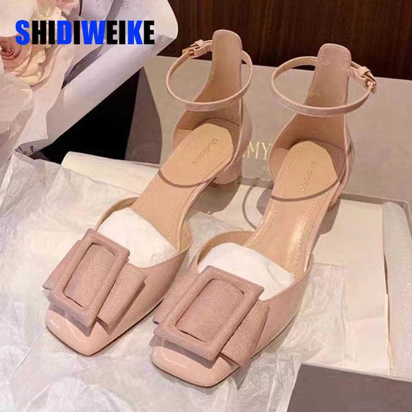sdwk spring women's leather shoes square toe ankle pumps high heels buckle strap colorblock shallow mouth ladies single 0220, Black
sdwk spring women's leather shoes square toe ankle pumps high heels buckle strap colorblock shallow mouth ladies single 0220, Black