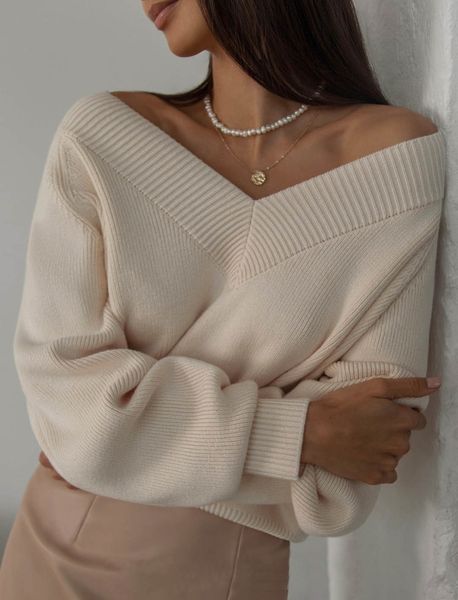 women's sweaters fashion solid color simple vneck knitted sweater leaky shoulder casual long sleeve pullover 230220, White;black
women's sweaters fashion solid color simple vneck knitted sweater leaky shoulder casual long sleeve pullover 230220, White;black