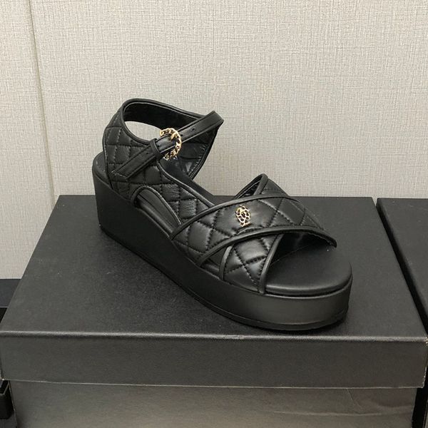 sheepskin womens sandals platform wedge heel height 5cm quilted texture fish mouth dress shoes slingbacks slippers real lether slides beach, Black
sheepskin womens sandals platform wedge heel height 5cm quilted texture fish mouth dress shoes slingbacks slippers real lether slides beach, Black