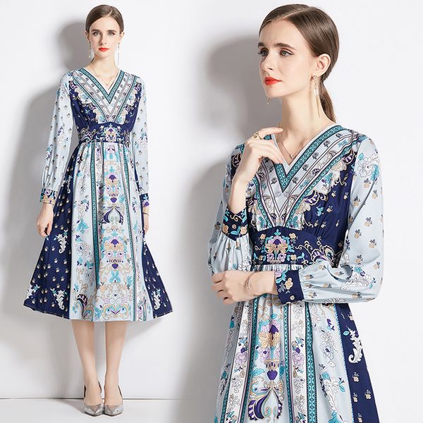 2023 retro floral paisley midi dresses women designer long sleeve robe weekend cafe v-neck draped casual dress spring autumn ladies chic hol, Black;gray
2023 retro floral paisley midi dresses women designer long sleeve robe weekend cafe v-neck draped casual dress spring autumn ladies chic hol, Black;gray