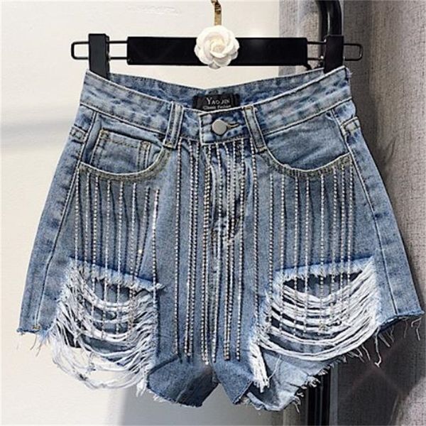 women's shorts high waist jeans short summer tassel design ripped straight denim 230220, White;black
women's shorts high waist jeans short summer tassel design ripped straight denim 230220, White;black