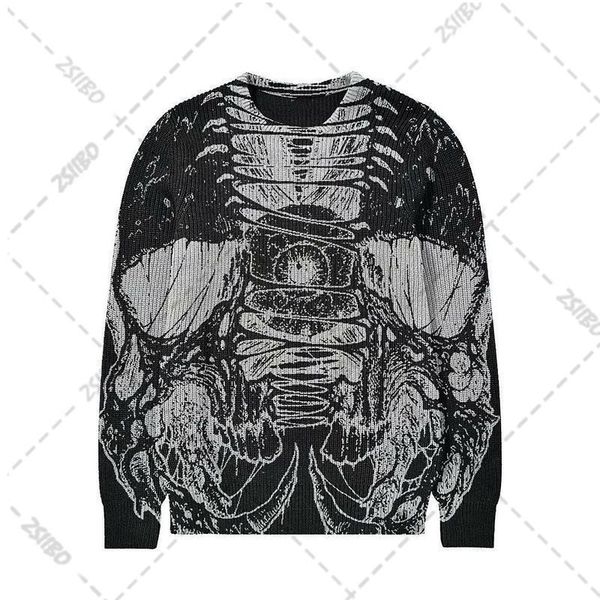 men s sweaters high street retro old skull graffiti knitted pullover ladies cotton harajuku casual loose autumn 230220, White;black
men s sweaters high street retro old skull graffiti knitted pullover ladies cotton harajuku casual loose autumn 230220, White;black
