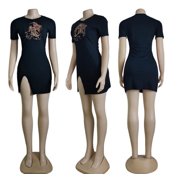 women's casual dresses 2023v spring new designer brand solid color short sleeve dress round neck letter printing skirt, Black;gray
women's casual dresses 2023v spring new designer brand solid color short sleeve dress round neck letter printing skirt, Black;gray