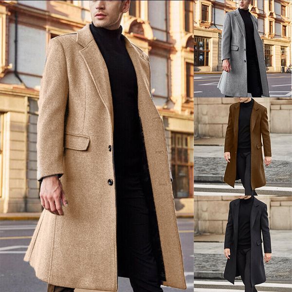men's wool blends fashion mens midlength trench coat long jackets overcoat business casual solid color male en coats 230217, Black
men's wool blends fashion mens midlength trench coat long jackets overcoat business casual solid color male en coats 230217, Black
