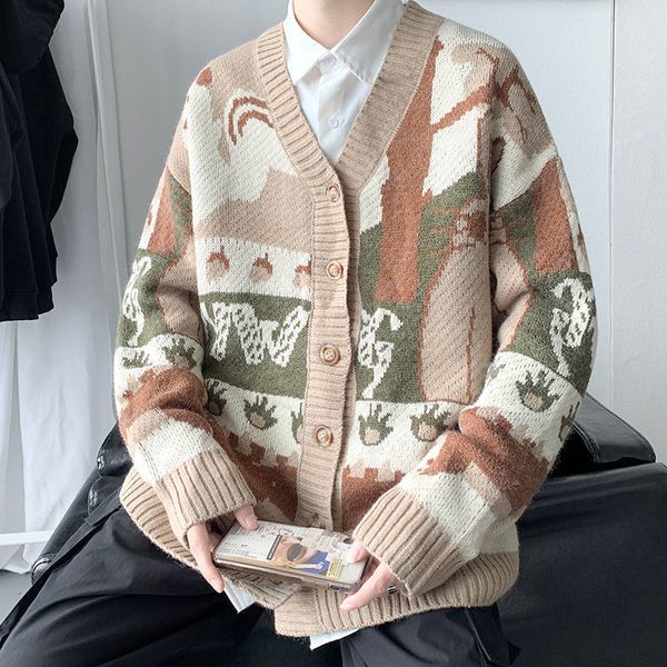 men s sweaters vintage knitting women sweater clothing fashion cat animal cardigan men oversized jepan style knit pullovers coat male 23022, White;black
men s sweaters vintage knitting women sweater clothing fashion cat animal cardigan men oversized jepan style knit pullovers coat male 23022, White;black