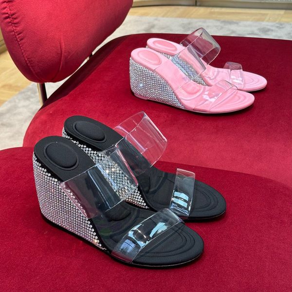 womens 2023 summer high wedge heeled slipper sandal comfy crystal platform fashion designer transparent ankle strapslip on, Black
womens 2023 summer high wedge heeled slipper sandal comfy crystal platform fashion designer transparent ankle strapslip on, Black