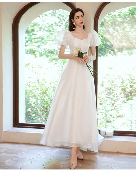 party dresses princess white short vneck puff sleeve lace up wedding dress organza satin aline empire vestido de novia custome made 230221, White;black
party dresses princess white short vneck puff sleeve lace up wedding dress organza satin aline empire vestido de novia custome made 230221, White;black
