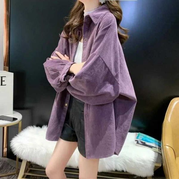2023 spring and autumn korean version loose bf wind lamp corduroy female lazy casual student long-sleeved versatile coat shirt, White
2023 spring and autumn korean version loose bf wind lamp corduroy female lazy casual student long-sleeved versatile coat shirt, White
