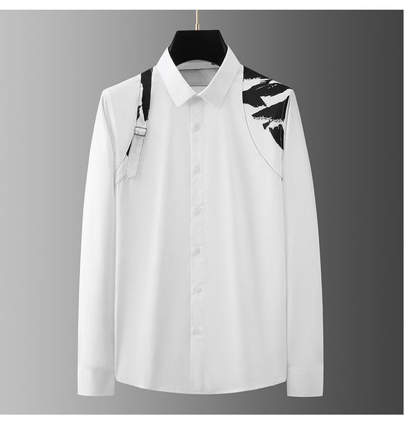 luxury long sleeve men shirt metal buckle camouflage strap personalized cotton shirts slim casual business male dress shirts, White;black
luxury long sleeve men shirt metal buckle camouflage strap personalized cotton shirts slim casual business male dress shirts, White;black