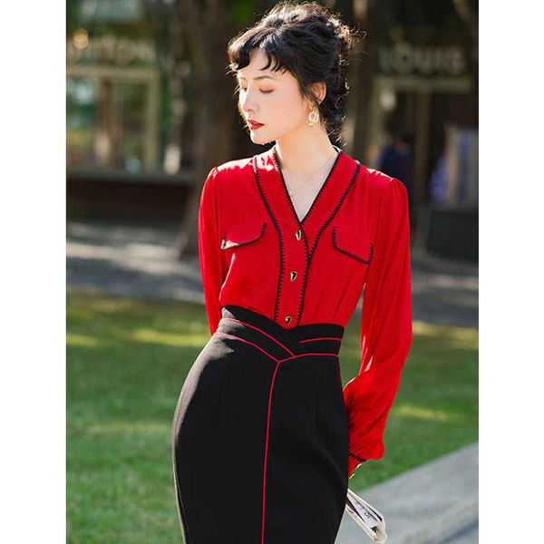 rongtai elastic double joe women's spring and summer 2023 new temperament long sleeve silk red shirt, White
rongtai elastic double joe women's spring and summer 2023 new temperament long sleeve silk red shirt, White