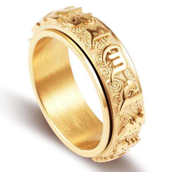 selling heart sutra six-character truth rotating stainless steel ring for men and women, Silver
selling heart sutra six-character truth rotating stainless steel ring for men and women, Silver
