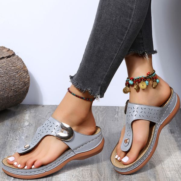 

sandals summer beach wedges ladies shoes for retro casual women flat platform midheel shoe flower flipflops 230220, Black