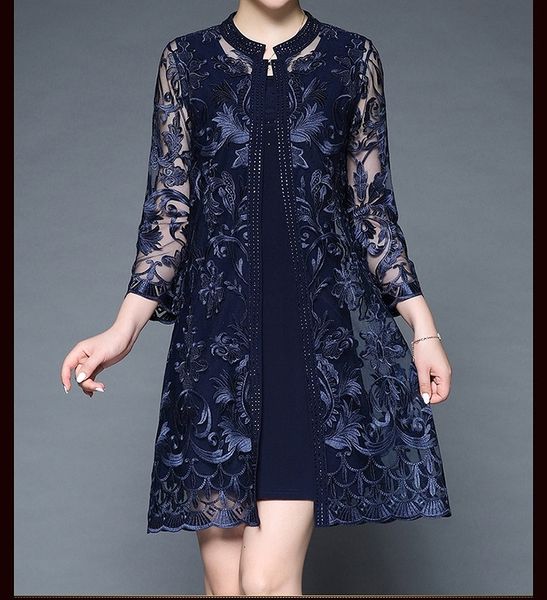 casual dresses twopiece mother of the bride with jacket lace embroidery blue evening formal party gowns knee length 230221, Black;gray
casual dresses twopiece mother of the bride with jacket lace embroidery blue evening formal party gowns knee length 230221, Black;gray