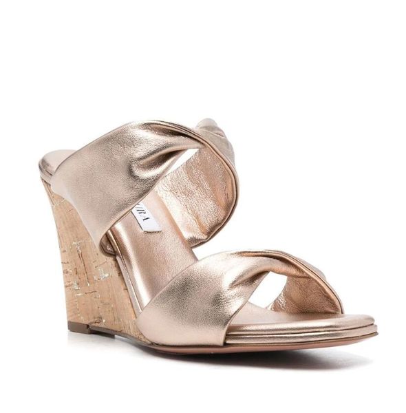luxury brands calfskin leather sandal ankle strap wedge aquzura high heels twist-strap metallic wedge sandals, Black
luxury brands calfskin leather sandal ankle strap wedge aquzura high heels twist-strap metallic wedge sandals, Black