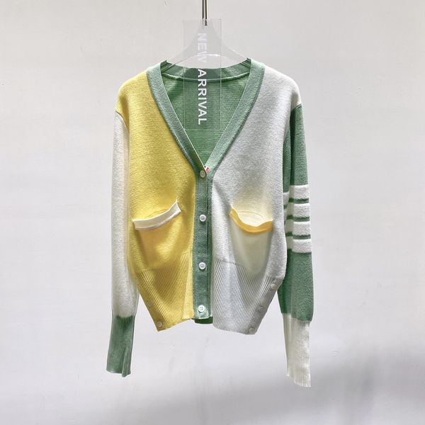 206 2023 spring summer women sweater long sleeve v neck yellow striped puulover womens yl6, White;black
206 2023 spring summer women sweater long sleeve v neck yellow striped puulover womens yl6, White;black