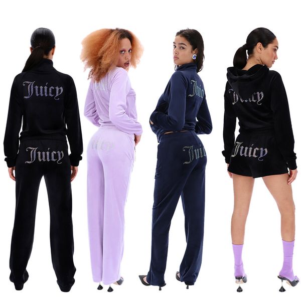 

2023 women tracksuit women's two piece pants velvet juicy tracksuit women coutoure set track suit couture juciy coture sweatsuits, White