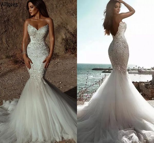 slim and flare trumpet mermaid wedding dresses for women sweetheart lace appliqued crystals luxury robes de mariee backless tulle long brida, White
slim and flare trumpet mermaid wedding dresses for women sweetheart lace appliqued crystals luxury robes de mariee backless tulle long brida, White
