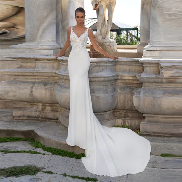 party dresses mermaid vneck wedding dress bohemian sleeveless bead court train lace bridal gown backless elegant white ivory vestido de novi, White;black
party dresses mermaid vneck wedding dress bohemian sleeveless bead court train lace bridal gown backless elegant white ivory vestido de novi, White;black