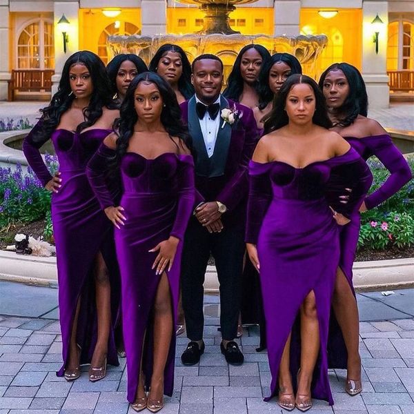 party dresses long purple velvet mermaid bridesmaid side slit floor length zipper back pleated robes de for women 230221, White;black
party dresses long purple velvet mermaid bridesmaid side slit floor length zipper back pleated robes de for women 230221, White;black