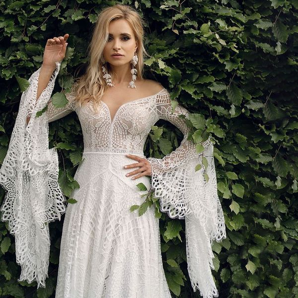 party dresses plus size boho lace long batwing sleeve rustic wedding dress beach romantic vestido custom made v neck mermaid vestidos de nov, White;black
party dresses plus size boho lace long batwing sleeve rustic wedding dress beach romantic vestido custom made v neck mermaid vestidos de nov, White;black