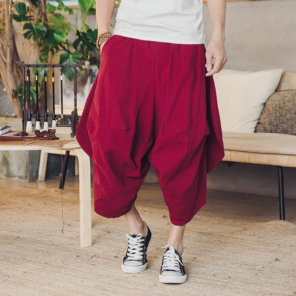 men's pants harem drop crotch joggers solid casual trousers loose hip hop baggy calflength cotton wide leg 230221, Black
men's pants harem drop crotch joggers solid casual trousers loose hip hop baggy calflength cotton wide leg 230221, Black
