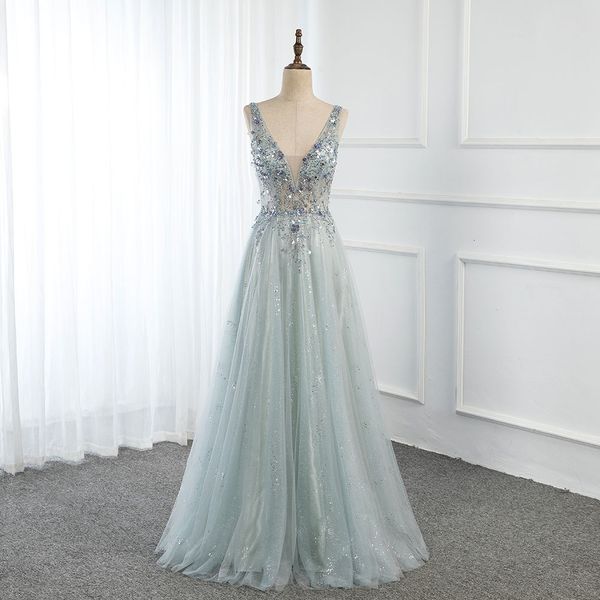 party dresses yqlnne arrival mint long prom v neck tulle sequined beaded backless formal gowns 230221, White;black
party dresses yqlnne arrival mint long prom v neck tulle sequined beaded backless formal gowns 230221, White;black