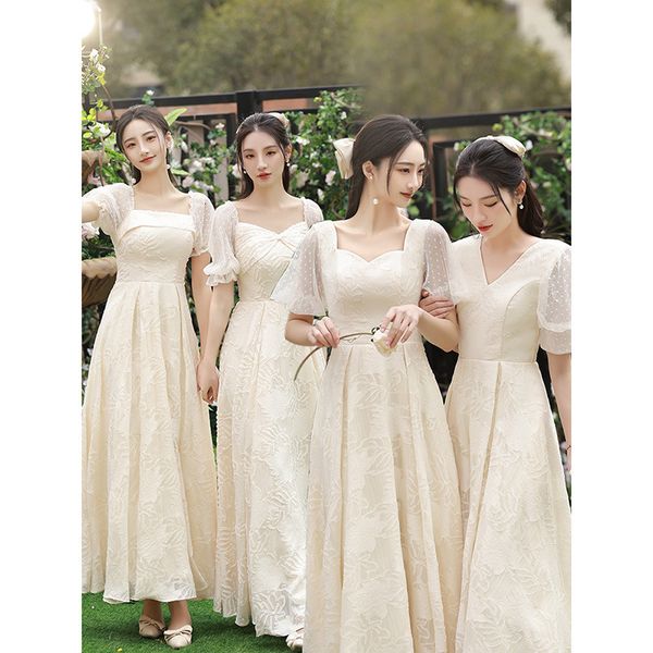 party dresses 4 styles champagne bridesmaid simple square collar long wedding guest dres's formal gowns 230221, White;black
party dresses 4 styles champagne bridesmaid simple square collar long wedding guest dres's formal gowns 230221, White;black