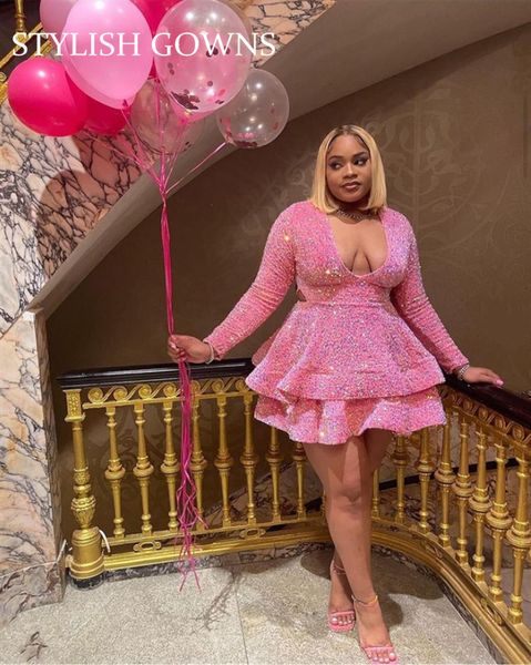 party dresses pink sequined short prom for black girls 2023 tiered mini cocktail dress homecoming full sleeve birthday gown 230221, White;black
party dresses pink sequined short prom for black girls 2023 tiered mini cocktail dress homecoming full sleeve birthday gown 230221, White;black