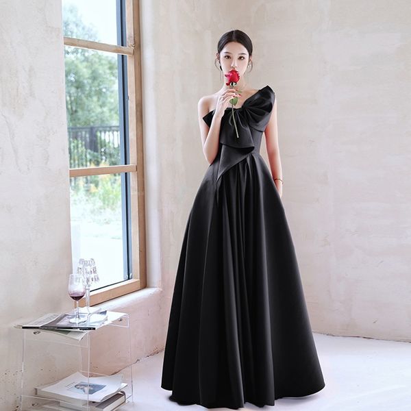 party dresses prom dress one shoulder floor length evening gown a line satin 230221, White;black
party dresses prom dress one shoulder floor length evening gown a line satin 230221, White;black