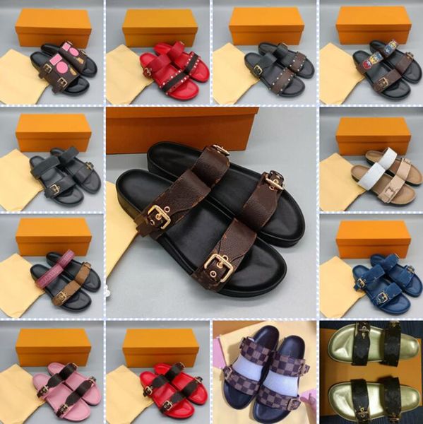 20 colors brown vintage bom dia slippers designer sandals women men's adjusted gold buckle logo slides mule summer beach pool sport sho, Black
20 colors brown vintage bom dia slippers designer sandals women men's adjusted gold buckle logo slides mule summer beach pool sport sho, Black