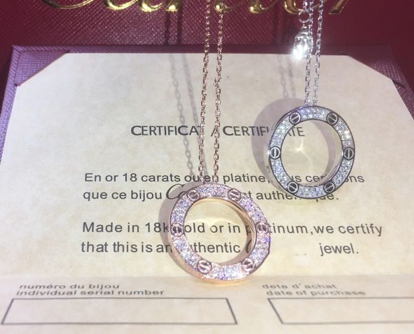 luxury pendant necklaces love brand designer copper full crystal hollow round circle charm short chain choker for women jewelry with box par, Silver
luxury pendant necklaces love brand designer copper full crystal hollow round circle charm short chain choker for women jewelry with box par, Silver