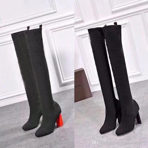 autumn winter socks heeled heel long boots fashion knitted elastic designer alphabetic women shoes lady letter thick high heels large size 3, Black
autumn winter socks heeled heel long boots fashion knitted elastic designer alphabetic women shoes lady letter thick high heels large size 3, Black