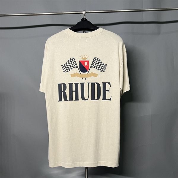 

2023 rhude t shirt mens designer shirt classic F1beach cozy pattern printed t shirt with round neck and short sleeves for men and women, No7