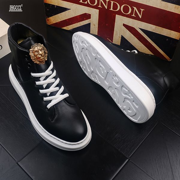 new men's boots high shoes leather everything board shoes soft sole simple casual small white shoes elastic boots a6, Black
new men's boots high shoes leather everything board shoes soft sole simple casual small white shoes elastic boots a6, Black