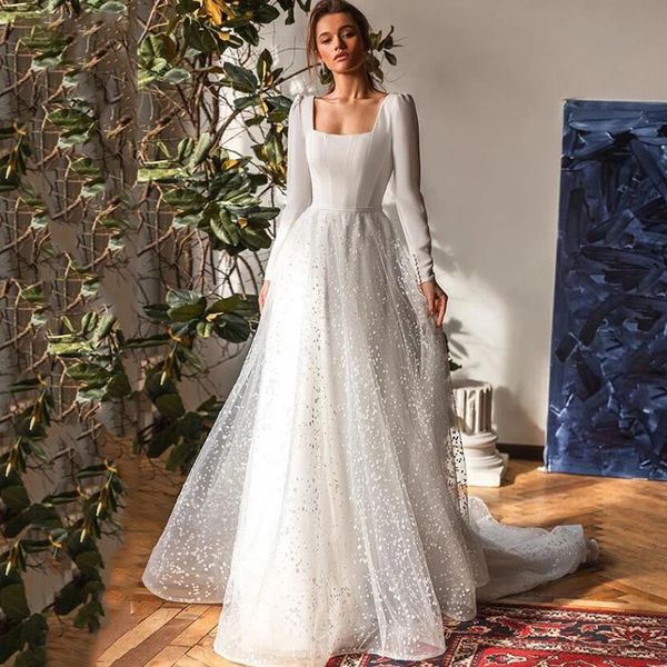party dresses classic backless full sleeve square neck boho wedding dress for bride sweep appliques train plain white vestido de novia 23022, White;black
party dresses classic backless full sleeve square neck boho wedding dress for bride sweep appliques train plain white vestido de novia 23022, White;black