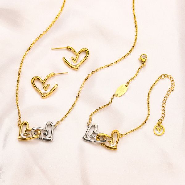 18k gold plated luxury brand designer heart letter pendants necklaces stud earring bracelet stainless steel choker pendant necklace chain je, Silver
18k gold plated luxury brand designer heart letter pendants necklaces stud earring bracelet stainless steel choker pendant necklace chain je, Silver
