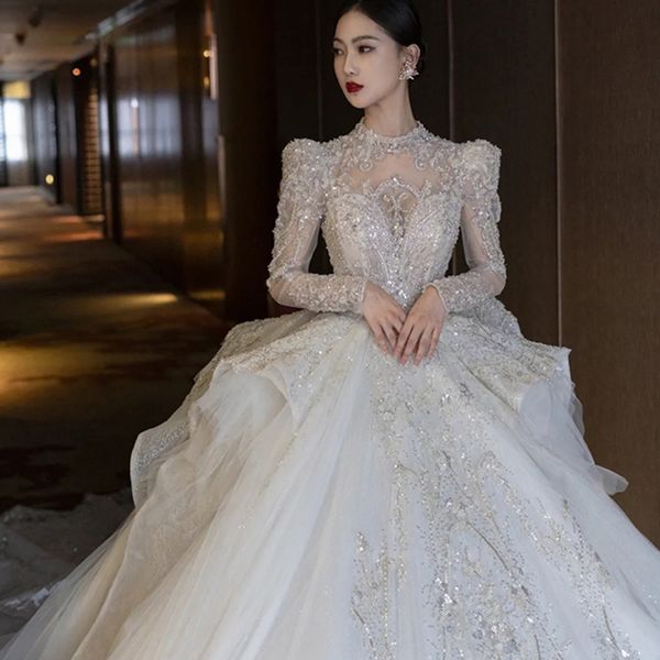 party dresses main wedding dress bride french court style luxury big tail high texture long sleeve cover arm 230220, White;black
party dresses main wedding dress bride french court style luxury big tail high texture long sleeve cover arm 230220, White;black