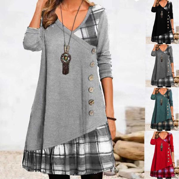 casual dresses elegant printed party dress for women autumn winter v neck casual stitching clothing buttons vintage long-sleeved pullover dr, Black;gray
casual dresses elegant printed party dress for women autumn winter v neck casual stitching clothing buttons vintage long-sleeved pullover dr, Black;gray