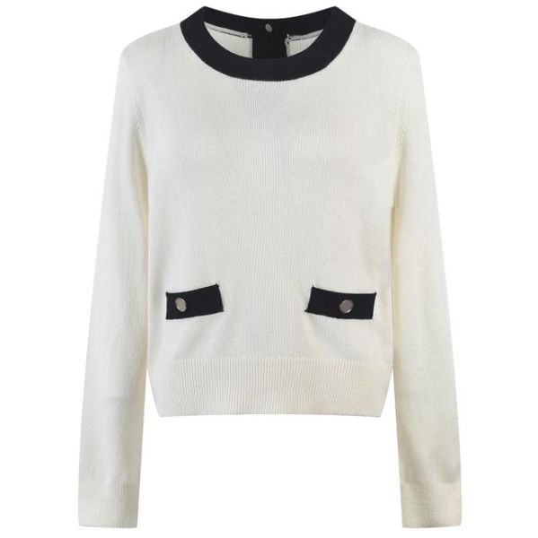 206 2023 spring summer women sweater long sleeve crew neck white striped puulover womens yl6, White;black
206 2023 spring summer women sweater long sleeve crew neck white striped puulover womens yl6, White;black